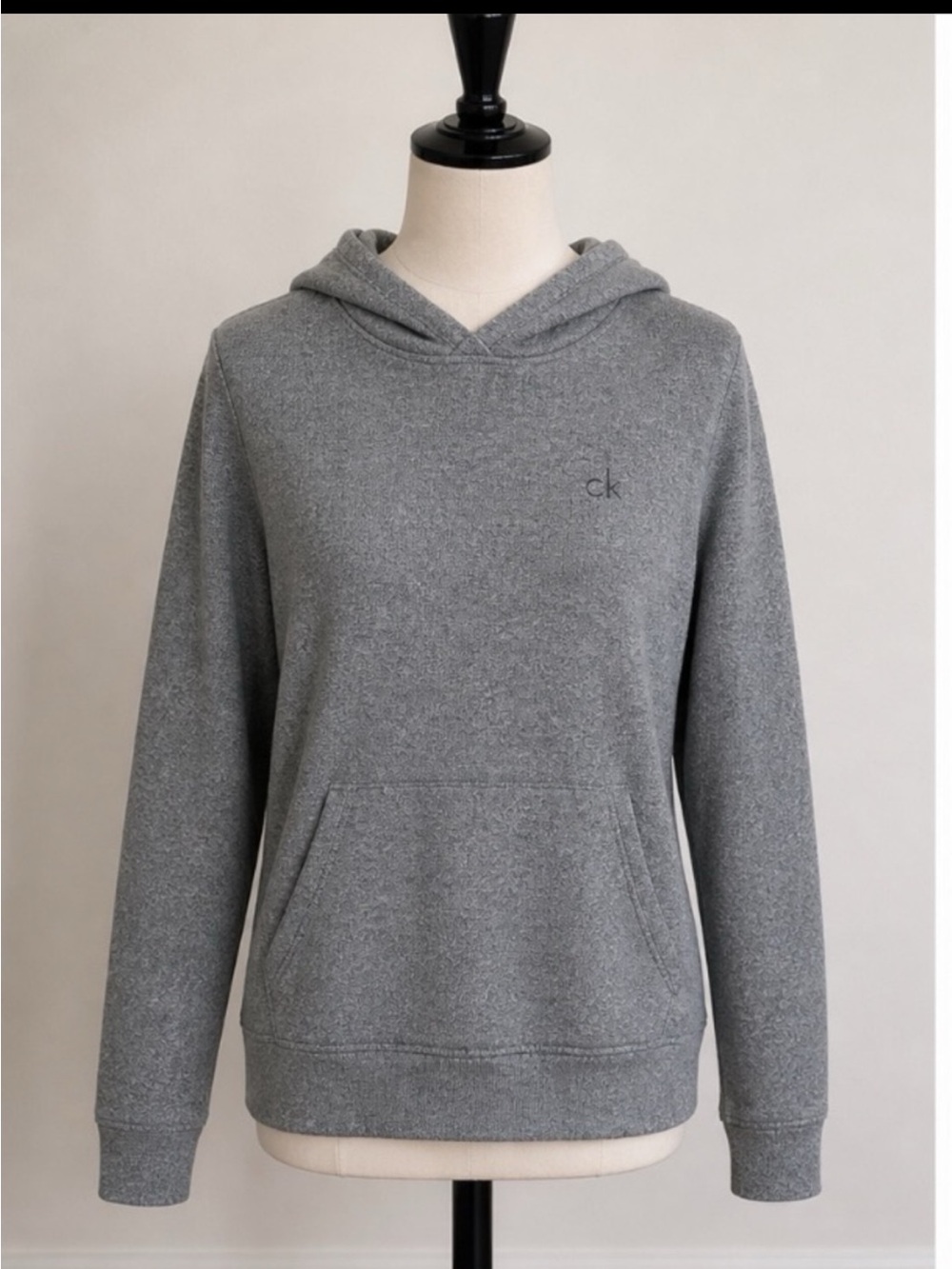 Calvin Klein Women’s Gray Pullover Hoodie Sweatshirt Size L CK Logo Lightweight - Picture 2 of 5